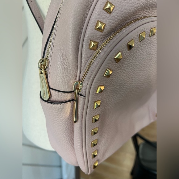 Michael Kors Blossom Pink Pyramid Studded Abbey Medium Backpack - Picture 2 of 6